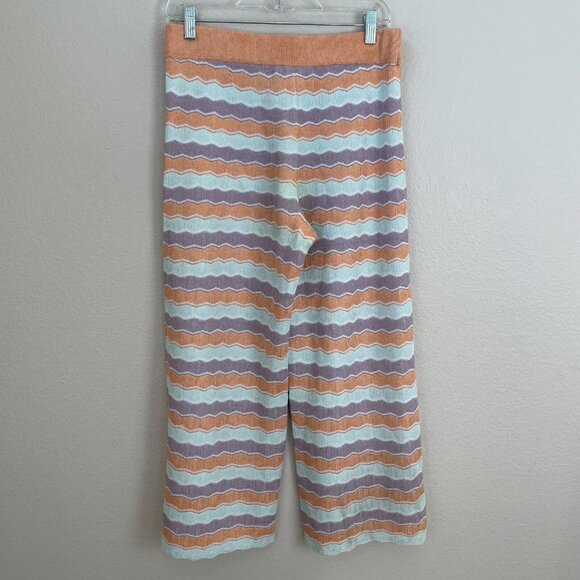 Alice + Olivia Womens Medium Basil Knit Striped Wide leg Multi Color Crop Pants - Picture 6 of 8